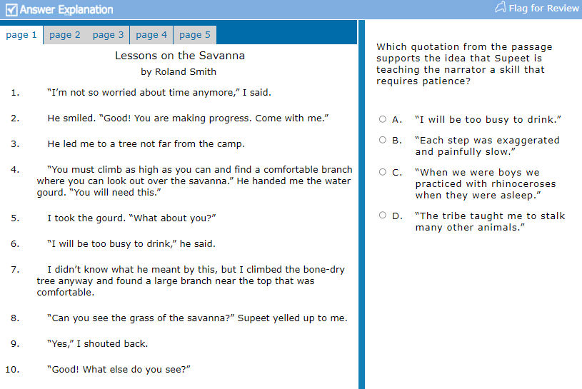 ตัวอย่างข้อสอบ GED Reasoning Through Language Arts (RLA) 1