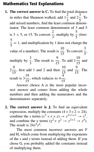 ตัวอย่างข้อสอบ ACT Math พร้อมเฉลย
